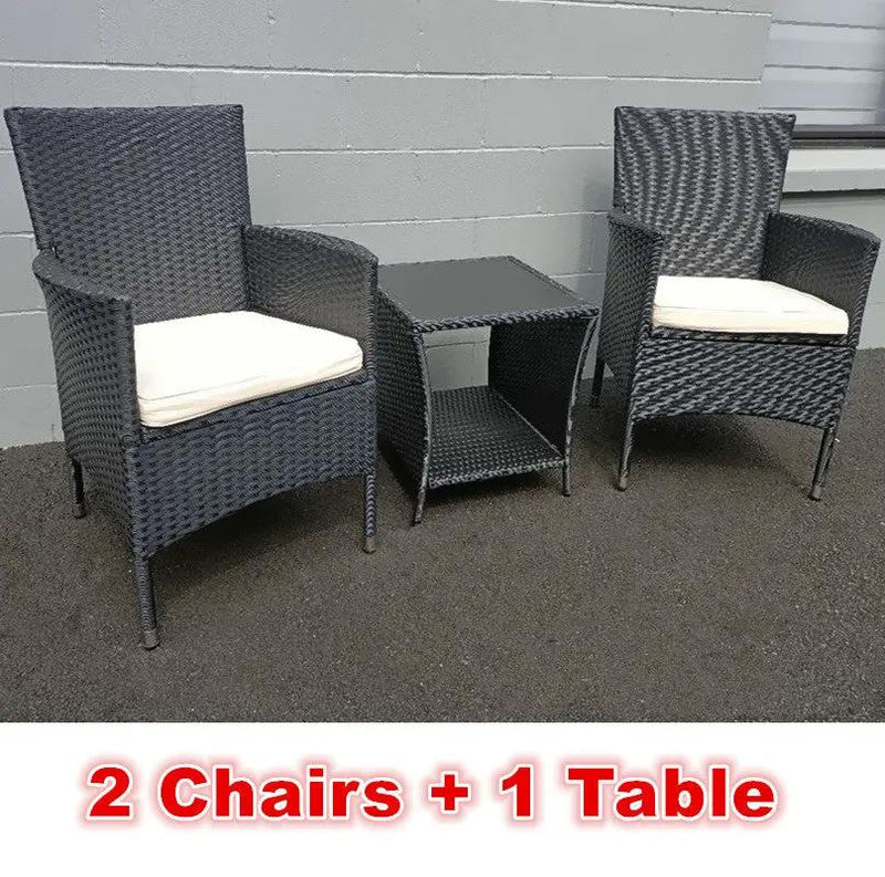 PE/PVC Rattan Patio Chairs & Round Table 3PC Set by dealonline.co.nz