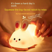 Cute LED Night Light Touch Sensor Cartoon Kid's Nightlights Big Face Rabbit Silicone Night Light Christmas Gift Bedside Lamp Home Decor by Action Outdoors Limited