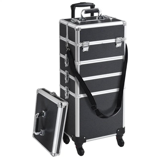 Yaheetech 5-In-1 Professional Aluminum Rolling Cosmetic Makeup Train Cases Trolley 5-In-1 Professional Aluminum Rolling Cosmetic Makeup Train Cases Trolley
