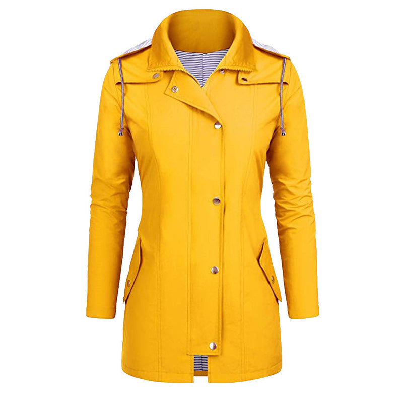 Womens Lightweight Waterproof Rain Jacket With Packable Hooded Shell