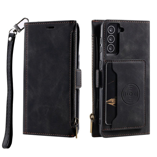 Samsung S21 Case Wallet Zipper - Black by salelink.co.nz