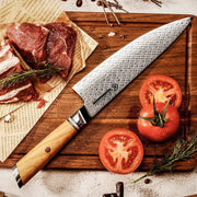 Damascus Steel Olive Wood Chefs Knife 132H Bread Knife by China Dropship