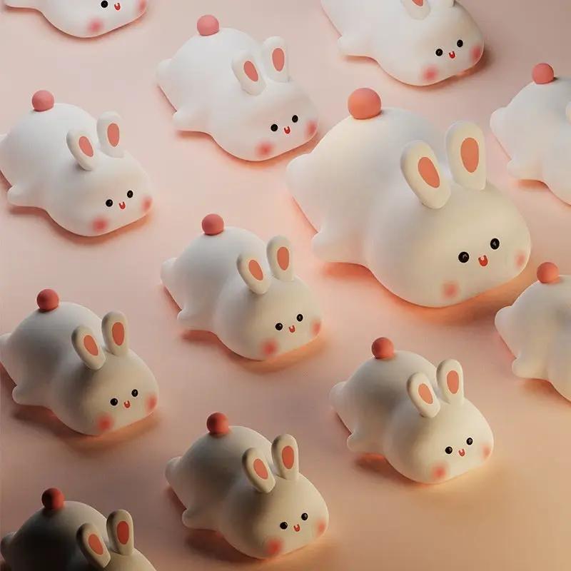 Cute LED Night Light Rabbit Silicone Touch Sensor Night Lamp For Kids by Action Outdoors Limited
