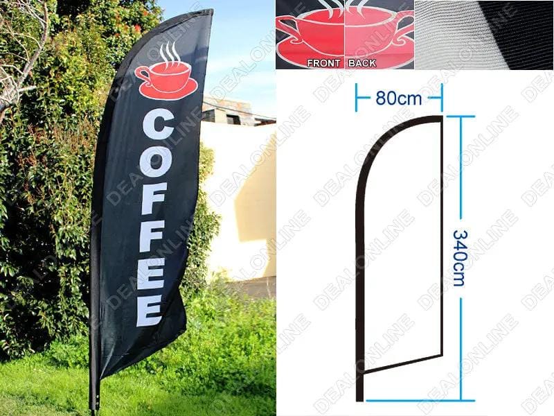 dealonline.co.nz dealonlinenz Commercial Feather Banner Flag Set COFFEE 4m & Ground Drill Commercial Feather Banner Flag Set COFFEE 4m & Ground Drill