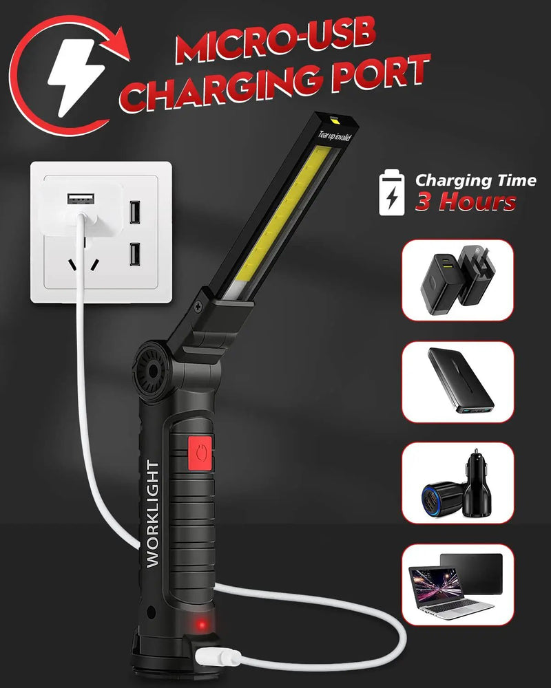 LED Flashlight USB Rechargeable With Magnetic For Work Hand Inspection by China Dropship