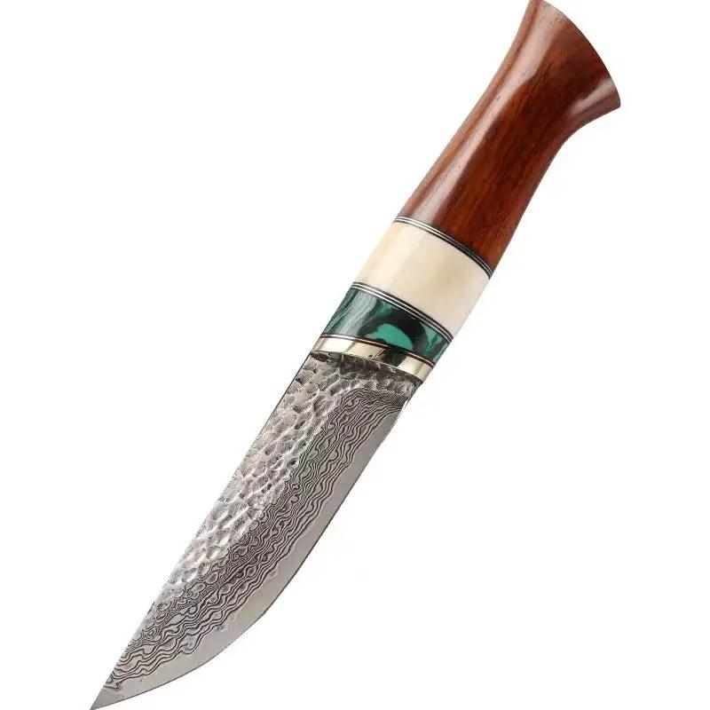 Damascus Sharp Durable Outdoor Self-defense Handle Meat Knife Wood color by China Dropship