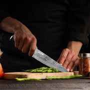Qulajoy 7 Inch Santoku Knife- Ultra Sharp Japanese 67 Layers Damascus VG-10 Steel Core - Professional Hammered Chef Knife - Ergonomic G10 Handle With Sheath - Santoku by China Dropship