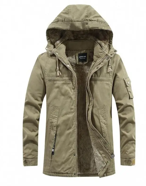 Mens Plush Washed Jacket With Soft Fleece Lining Relaxed Fit Casual Outerwear