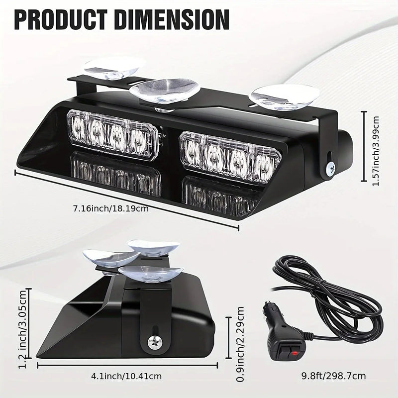 12V 2 in 1 Emergency Dash Strobe Lights Interior Windshield Amber White Warning by salelink.co.nz