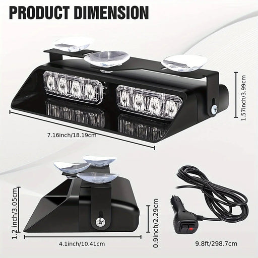 12V 2 in 1 Emergency Dash Strobe Lights Interior Windshield Amber White Warning by salelink.co.nz