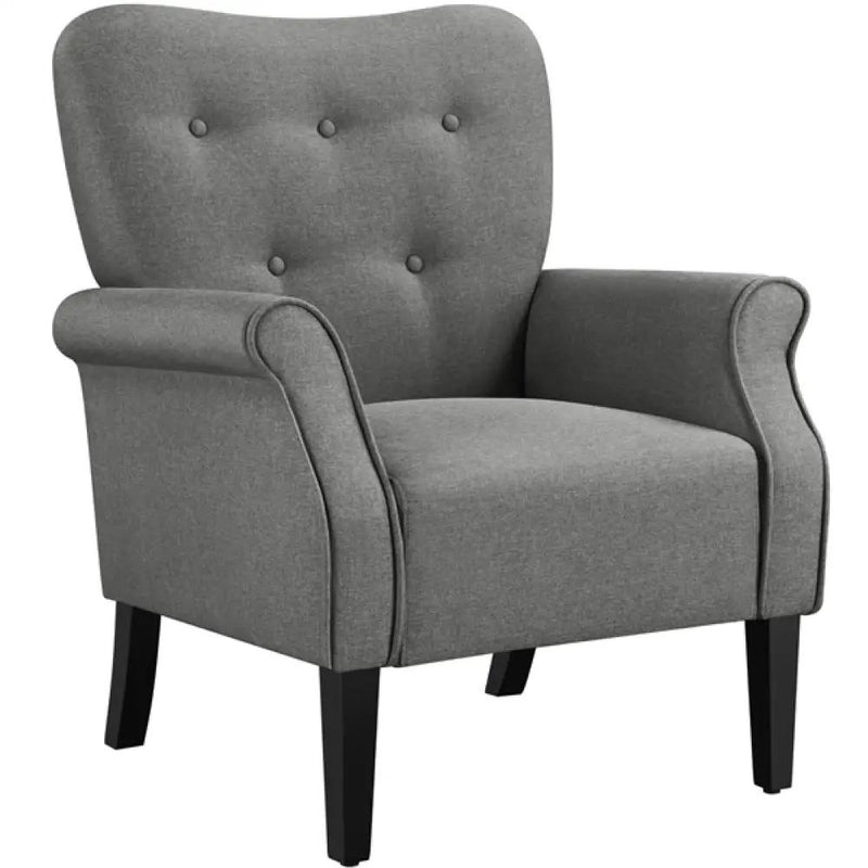 Mid-century Modern Accent Chair Upholstered Roll Armchair by Yaheetech