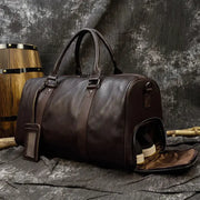 Leather Business Travel Bag - Premium Duffel with Multiple Compartments | Black & Bronze by Mead's Supply & Equipment Outfitters limited