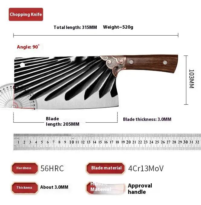Bone Cutting Knife Kitchen Knife Household Sharp Slicing Knife A28 Striped Kitchen Knife Black by China Dropship