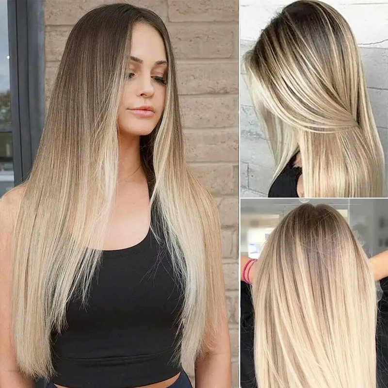 Long Blonde Wig Fashion Women's Silk Straight Wigs Heat Friendly by dealonline.co.nz