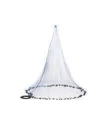 9FT Radius 3/4 inch White Cast Net USA Style, professional nylon mono cast net with drawstring and six panels.