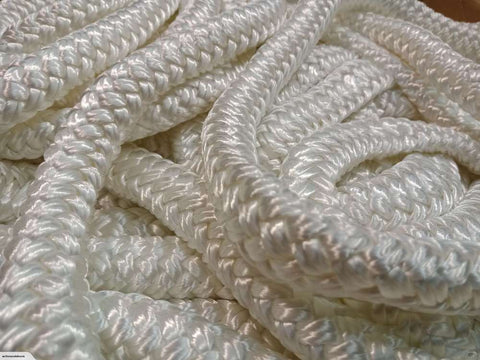 Action Fishing Nets Braided Nylon Ropes Vet rope 22mm Sold by the Meter - Solid White
