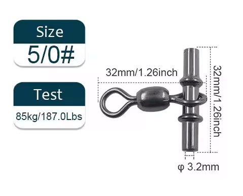Action Fishing Nets Bran Swivels 32mm 85kg Swivel Sleeves 3-way Fishing Swivels Crane  10PK 3.2 mm Line Size