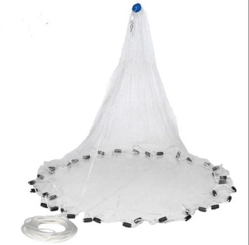 5FT Radius 2 inch White Cast Net USA Style displayed with durable netting and weights for effective fishing.
