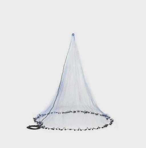 8FT white cast net USA style Drawstring Style displayed in a professional setup with blue mesh and black leads.