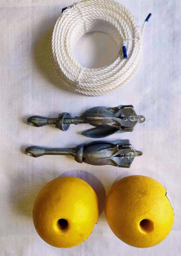 Fishing Net Combo Pack – Danforth & Collapsible Anchors, Floats & Rope