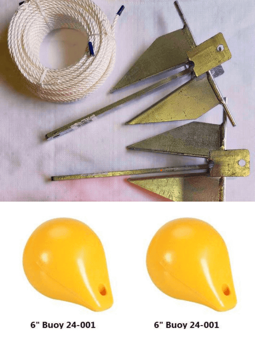 20m 30m 40m Set Net Buoy-Anchor Combo 1.5kg Dan with rope, anchors, and float buoys.