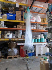 NZ Mullet Fishing Net 60m | 90mm Mono 36MD Boat Net | Action Outdoors hanging in storage area