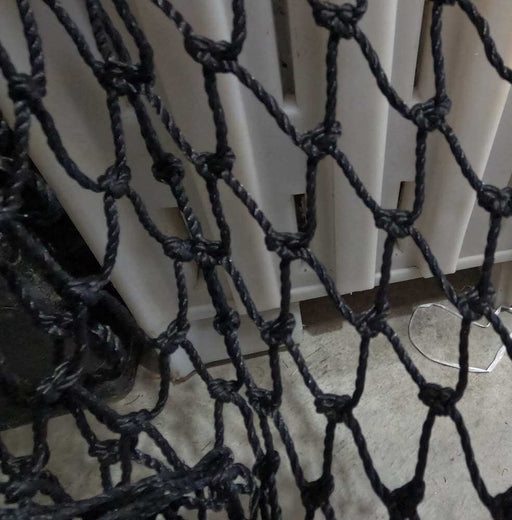 Cray Pot Mesh 120ply 3inch 20MD Black per meter close-up of mesh detailing and texture.