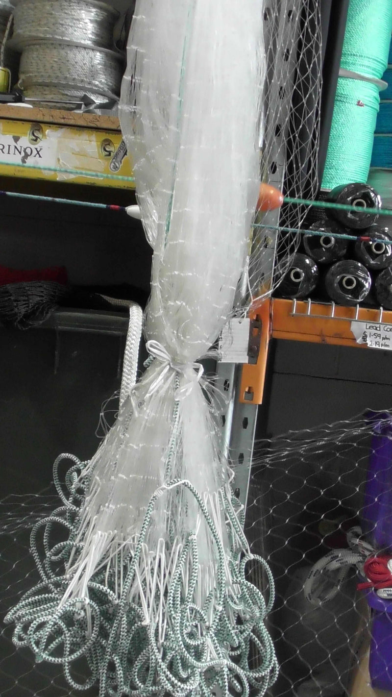 Mullet Nets Mono 20m 30m 40m 50m 60m 100m 90mm & 100mm displayed in fishing gear shop.