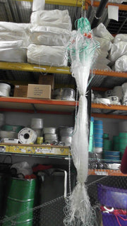 Mullet Nets Mono 20m 30m 40m 50m 60m 100m 90mm & 100mm hanging in a storage area, showcasing quality mesh design.