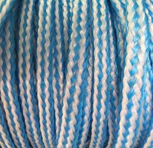 Polyethylene (PE) Braided Floating Ski Rope 220m in white and blue color, showcasing the braided texture.