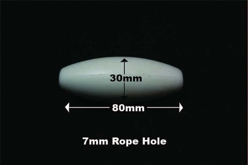 EVA White 35 gram Floatation Fishing Net Float dimensions 80mm length 30mm width 7mm rope hole