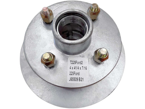 Disc-Braked Early Model Hub - 225mm 4x4-1/4x7/16" - Pre-1993 with bearing and seal specifications visible.