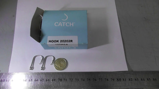 Longline Hooks 20202R - Galvanised X 100 Hooks packaging with two hooks and a coin for size reference.