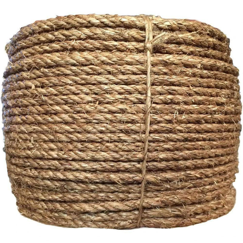 Manila Rope Sample displayed in a coiled form, showcasing its robust and durable characteristics.