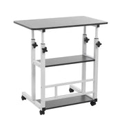 Adjustable Folding Desk with Storage Shelf & Wheels (Black & White) by Habicare