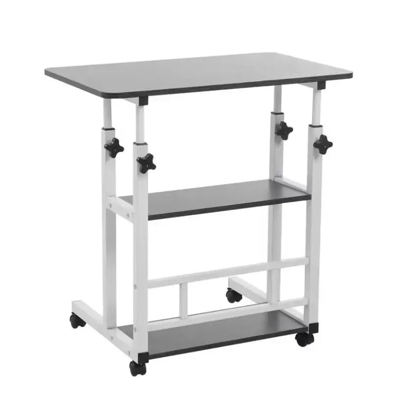 Adjustable Folding Desk with Storage Shelf & Wheels (Black & White) by Habicare