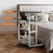 Adjustable Folding Desk with Storage Shelf & Wheels (Black & White) by Habicare