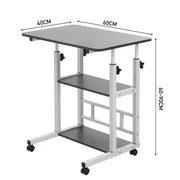 Adjustable Folding Desk with Storage Shelf & Wheels (Black & White) by Habicare