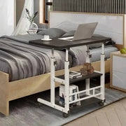 Adjustable Folding Desk with Storage Shelf & Wheels (Black & White) by Habicare