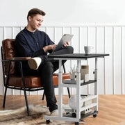 Adjustable Folding Desk with Storage Shelf & Wheels by Habicare