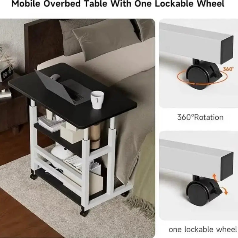 Adjustable Folding Desk with Storage Shelf & Wheels by Habicare