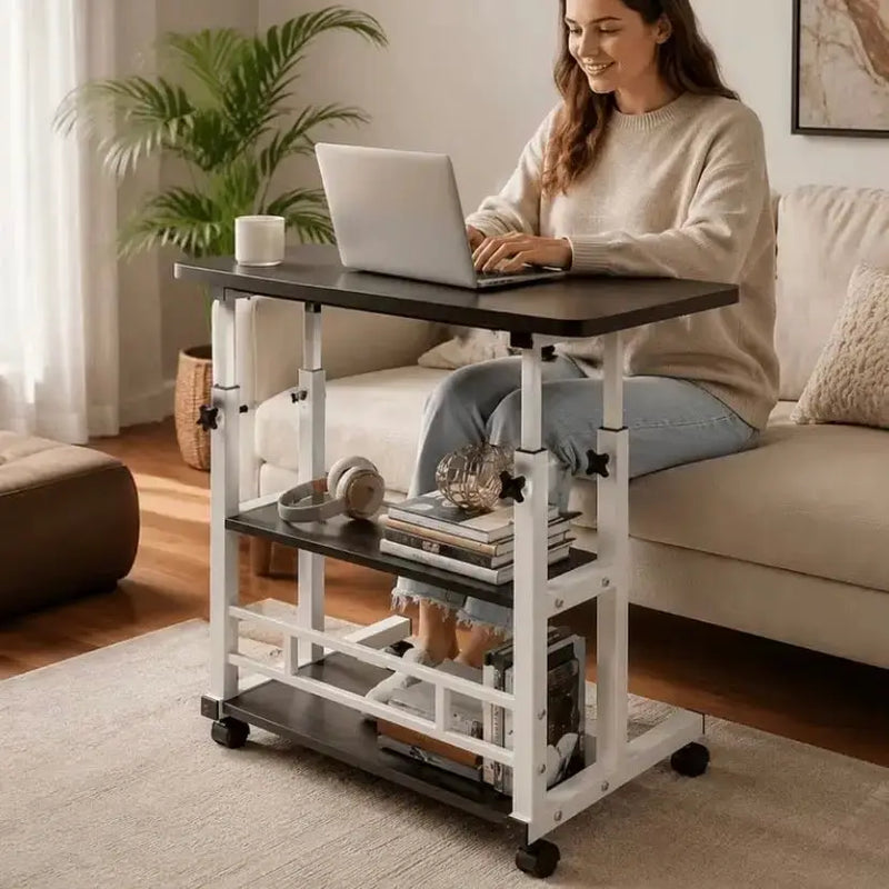 Adjustable Folding Desk with Storage Shelf & Wheels by Habicare