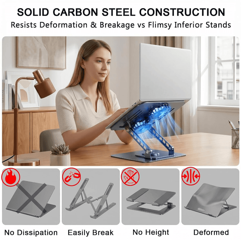techplus Adjustable Laptop Stand for Upto 17-Inch Laptops – Foldable Ergonomic Notebook Holder Default Title Adjustable Laptop Stand for Upto 17-Inch Laptops – Foldable Ergonomic Notebook Holder Default Title