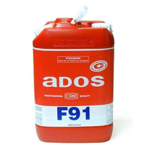ADOS F91 Clear Airless Spray Contact Adhesive 20L container with professional quality branding.