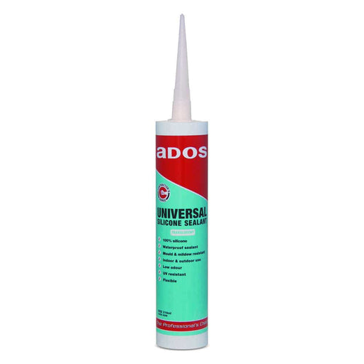 CRC ADOS Universal Silicone Sealant 310ml - weather resistant translucent sealant in a tube.