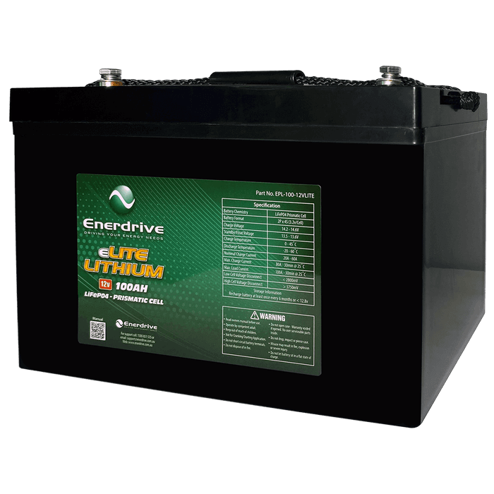 Enerdrive 12V 100A Elite Lithium Battery - High performance, entry-level lithium battery with specifications.