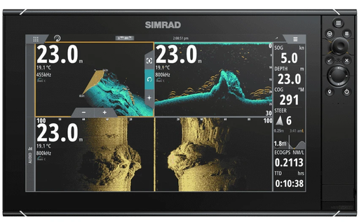 SIMRAD NSS EVO3S 16 Inch Display showcasing advanced sonar and navigation features.