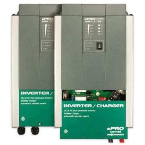 ePRO Combi Inverter Charger 1600W/12V w/ Remote - Dual inverter and charger unit with automatic transfer switch.