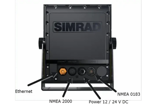 R2009 Radar Control Unit back view showcasing Ethernet and NMEA 0183 connectivity options.