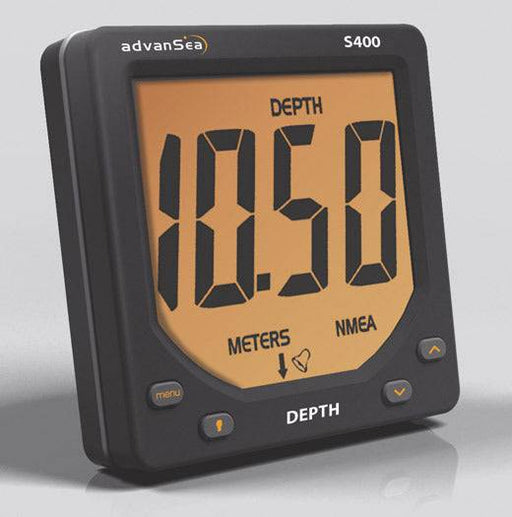 advanSea Depth S400 - Display and Transducer showing depth measurement and navigation data.